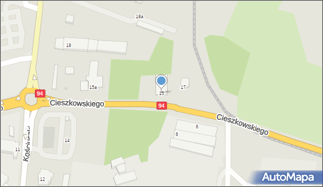 Bolesławiec, Cieszkowskiego Augusta, 15, mapa Bolesławca
