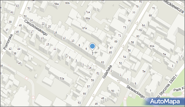 Bydgoszcz, Cieszkowskiego Augusta, 2, mapa Bydgoszczy