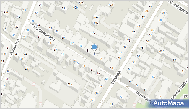 Bydgoszcz, Cieszkowskiego Augusta, 6, mapa Bydgoszczy