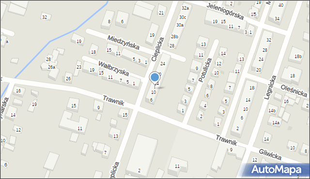 Bydgoszcz, Cieplicka, 12, mapa Bydgoszczy