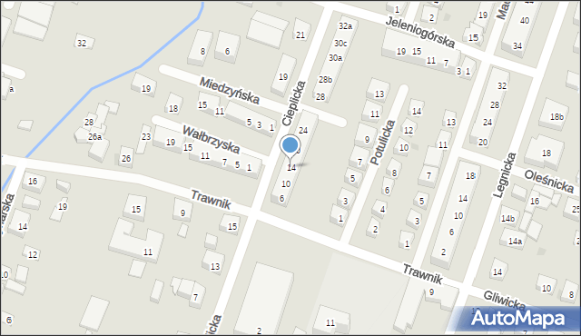 Bydgoszcz, Cieplicka, 14, mapa Bydgoszczy