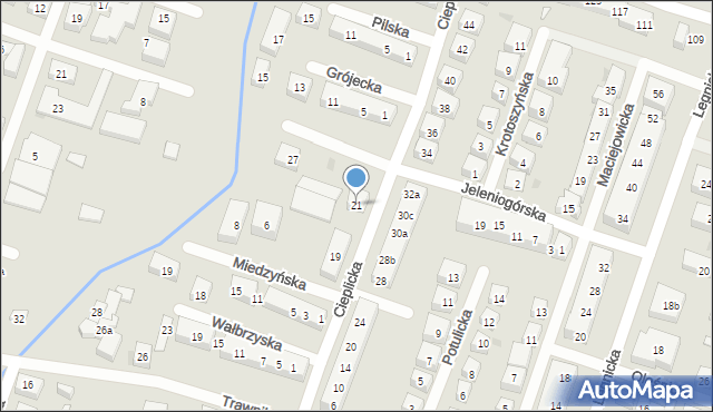 Bydgoszcz, Cieplicka, 21, mapa Bydgoszczy