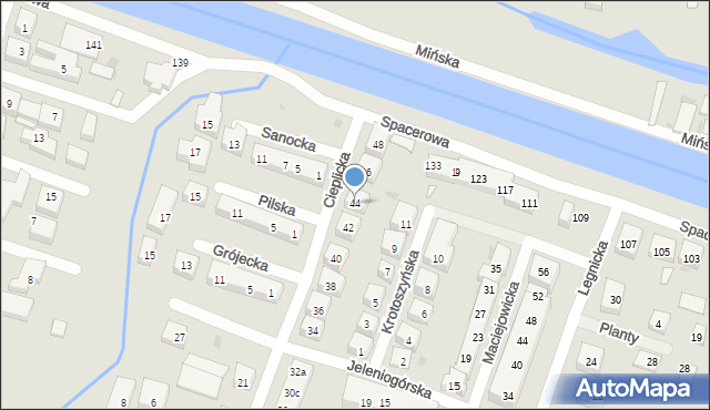 Bydgoszcz, Cieplicka, 44, mapa Bydgoszczy