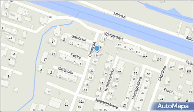 Bydgoszcz, Cieplicka, 44, mapa Bydgoszczy