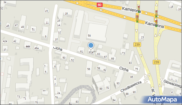 Bydgoszcz, Cicha, 61a, mapa Bydgoszczy