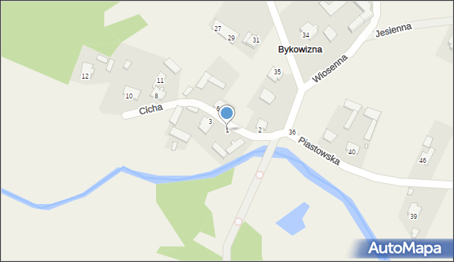 Bykowizna, Cicha, 1, mapa Bykowizna