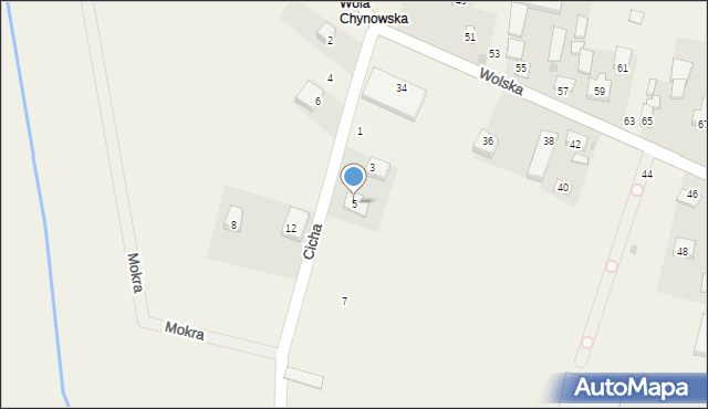 Chynów, Cicha, 5, mapa Chynów