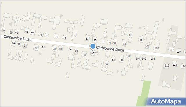 Ciebłowice Duże, Ciebłowice Duże, 90, mapa Ciebłowice Duże