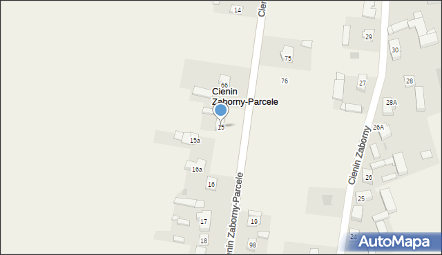 Cienin Zaborny-Parcele, Cienin Zaborny-Parcele, 15, mapa Cienin Zaborny-Parcele