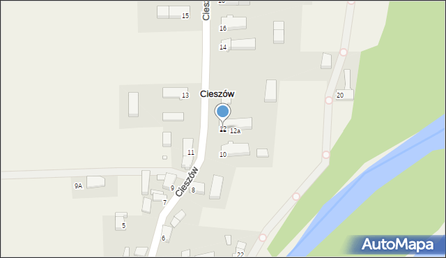 Cieszów, Cieszów, 12, mapa Cieszów