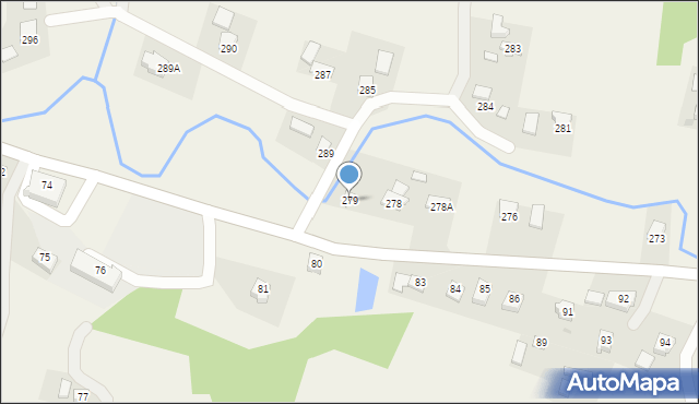 Cieszyna, Cieszyna, 279, mapa Cieszyna