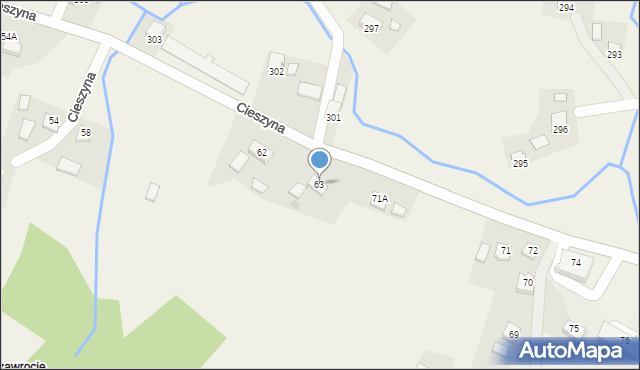 Cieszyna, Cieszyna, 63, mapa Cieszyna