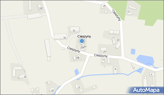 Cieszyny, Cieszyny, 33A, mapa Cieszyny