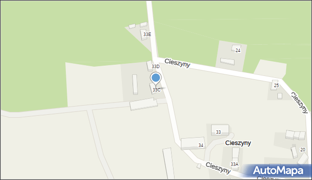 Cieszyny, Cieszyny, 33C, mapa Cieszyny