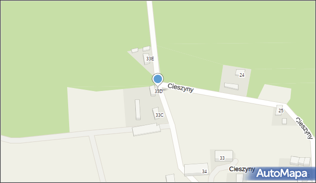 Cieszyny, Cieszyny, 33D, mapa Cieszyny