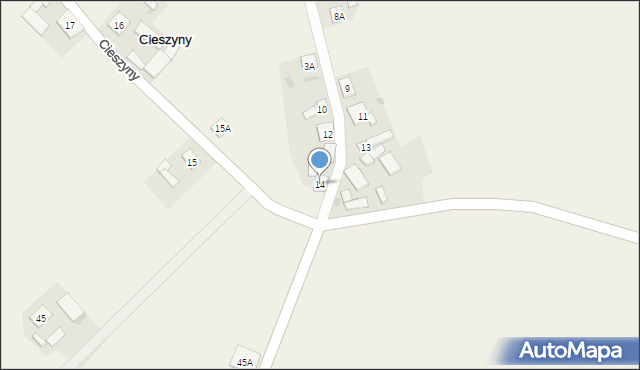 Cieszyny, Cieszyny, 14, mapa Cieszyny