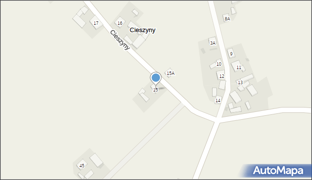 Cieszyny, Cieszyny, 15, mapa Cieszyny