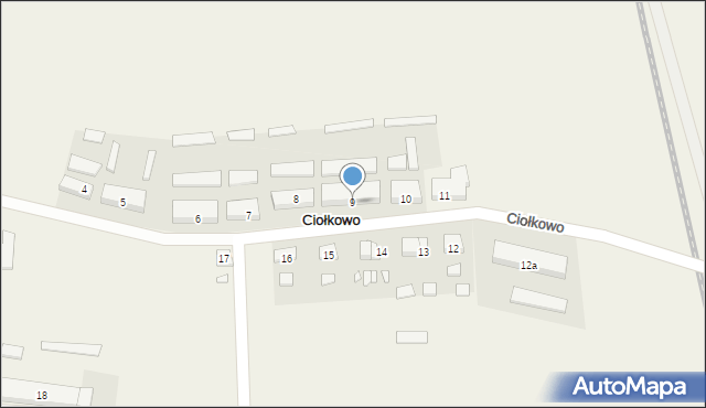 Ciołkowo, Ciołkowo, 9, mapa Ciołkowo