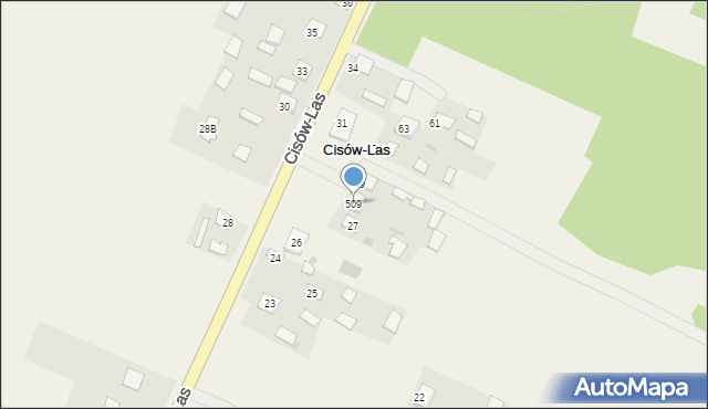 Cisów-Las, Cisów-Las, 509, mapa Cisów-Las