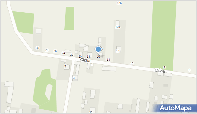 Czarna Wieś Kościelna, Cicha, 16, mapa Czarna Wieś Kościelna