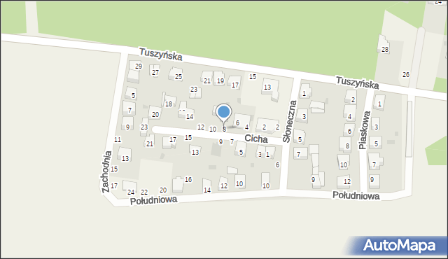 Czarnocin, Cicha, 8, mapa Czarnocin