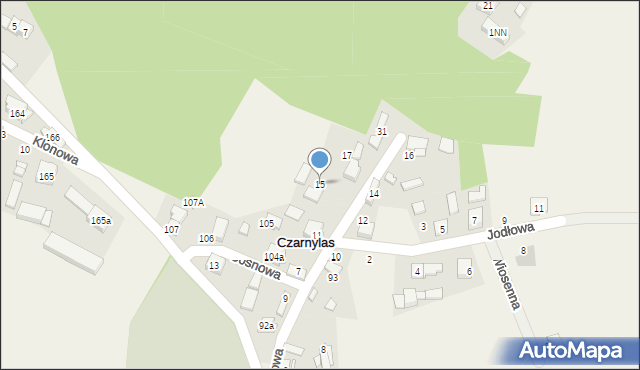 Czarnylas, Cisowa, 15, mapa Czarnylas