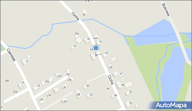 Czechowice-Dziedzice, Cicha, 36, mapa Czechowic-Dziedzic