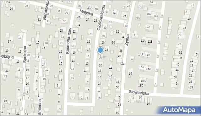 Czeladź, Ciołkowskiego Konstantego, 22, mapa Czeladź