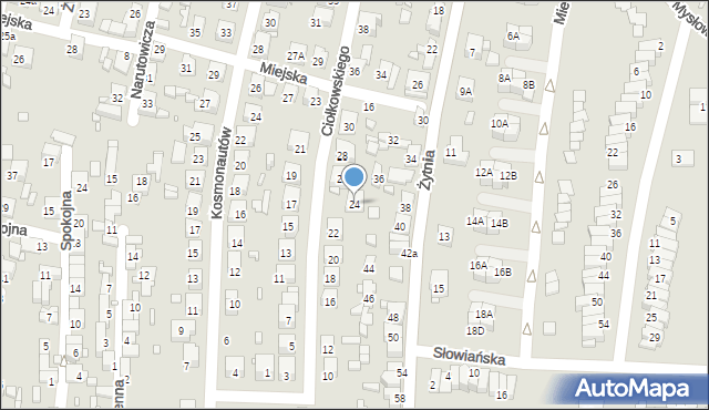 Czeladź, Ciołkowskiego Konstantego, 24, mapa Czeladź