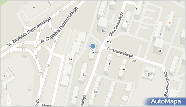 Dąbrowa Górnicza, Cieszkowskiego Józefa, 13, mapa Dąbrowa Górnicza