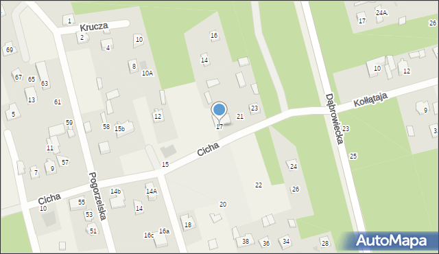 Dąbrówka, Cicha, 17, mapa Dąbrówka