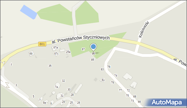 Dęblin, Cicha, 80, mapa Dęblin