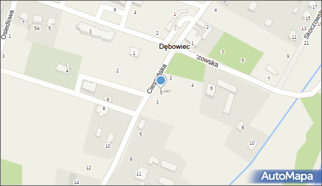 Dębowiec, Cieszyńska, 1, mapa Dębowiec