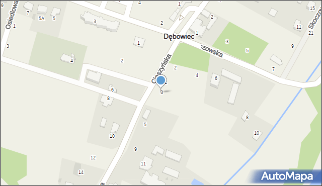 Dębowiec, Cieszyńska, 3, mapa Dębowiec