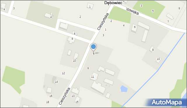 Dębowiec, Cieszyńska, 5, mapa Dębowiec