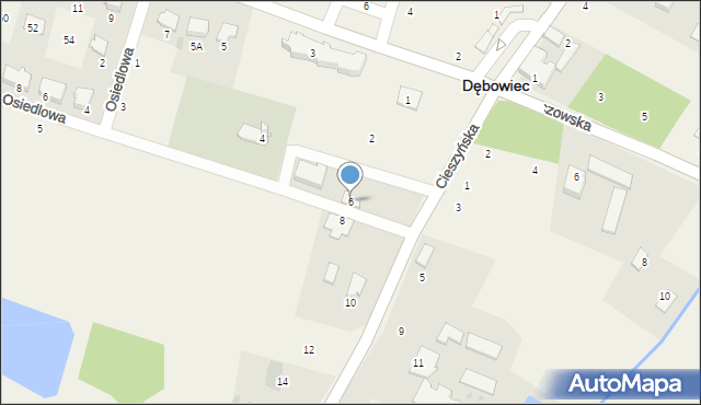 Dębowiec, Cieszyńska, 6, mapa Dębowiec