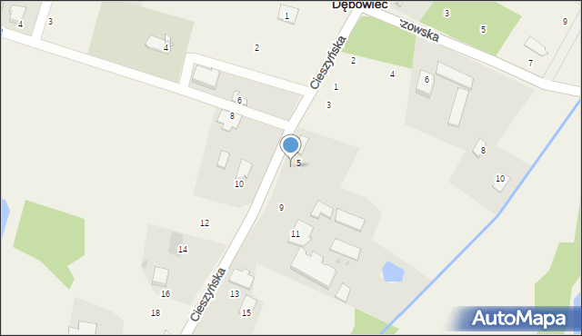 Dębowiec, Cieszyńska, 7, mapa Dębowiec