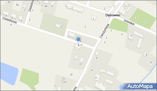 Dębowiec, Cieszyńska, 8, mapa Dębowiec