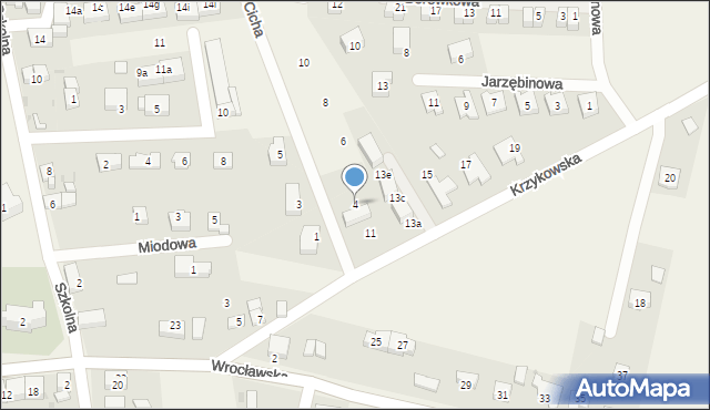 Dobrzykowice, Cicha, 4, mapa Dobrzykowice