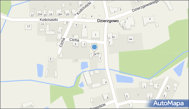 Dzierzgowo, Cicha, 1A, mapa Dzierzgowo