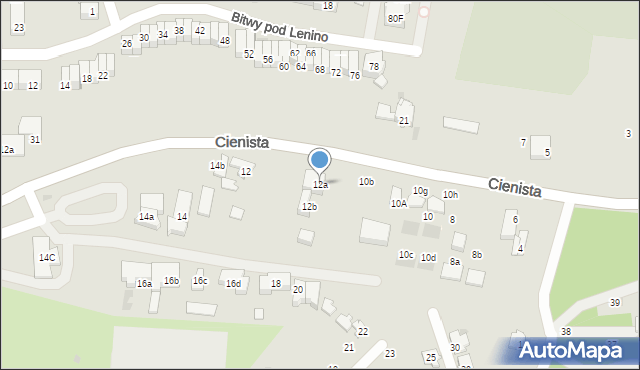 Gdańsk, Cienista, 12a, mapa Gdańska