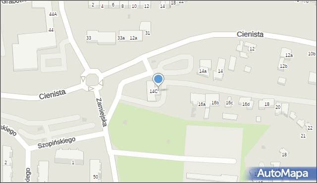 Gdańsk, Cienista, 14b, mapa Gdańska