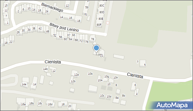 Gdańsk, Cienista, 21a, mapa Gdańska