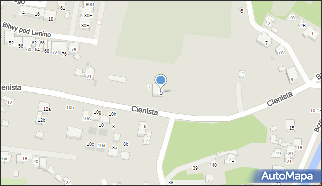 Gdańsk, Cienista, 5, mapa Gdańska