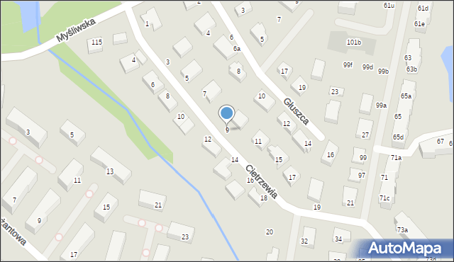 Gdańsk, Cietrzewia, 9, mapa Gdańska