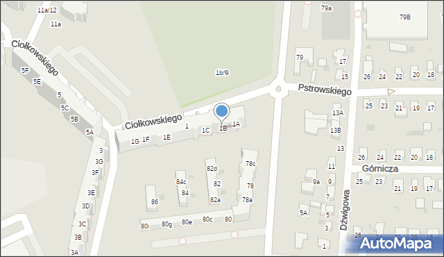 Gdańsk, Ciołkowskiego Konstantego, 1B, mapa Gdańska