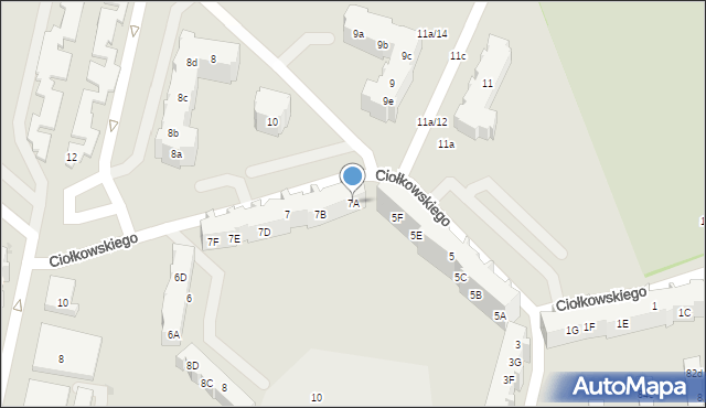 Gdańsk, Ciołkowskiego Konstantego, 7A, mapa Gdańska