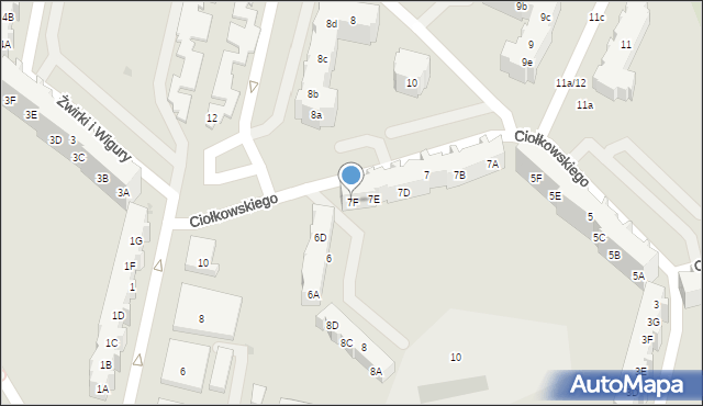 Gdańsk, Ciołkowskiego Konstantego, 7F, mapa Gdańska