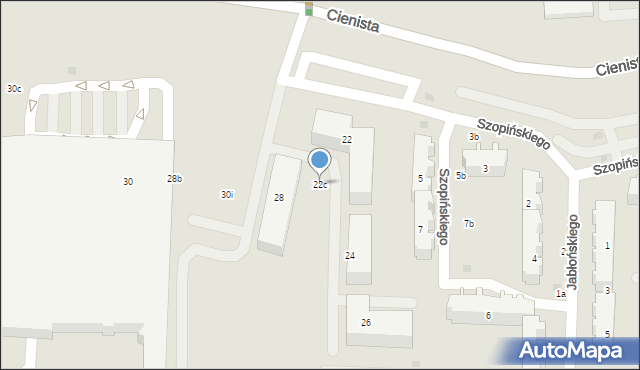 Gdańsk, Cienista, 22c, mapa Gdańska
