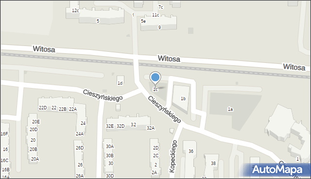 Gdańsk, Cieszyńskiego Władysława, 1c, mapa Gdańska